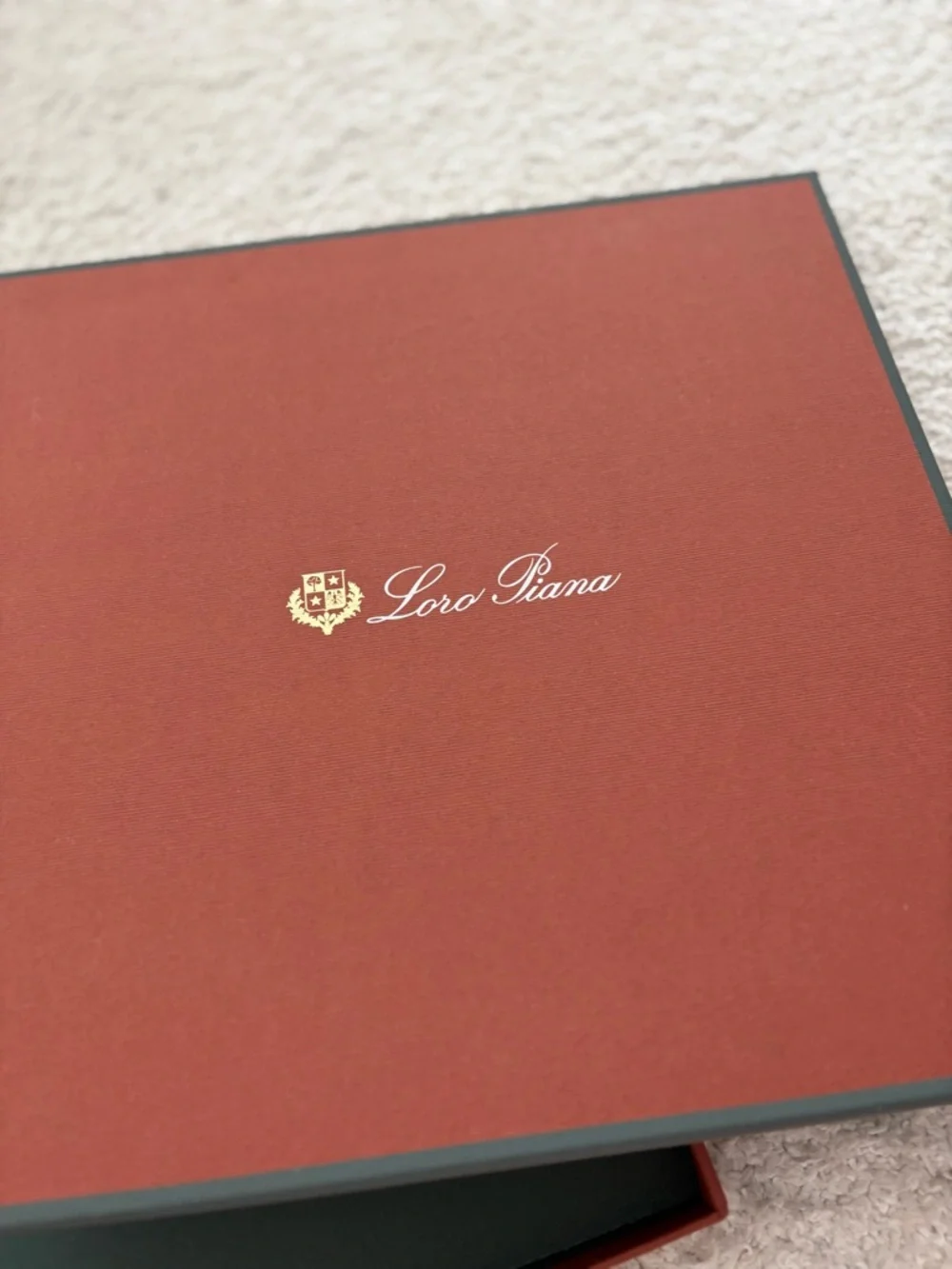 Loro Piana Rust Red Gift Box with Gold Logo
